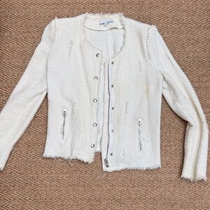 IRO Cream Tweed Zip-Front Jacket